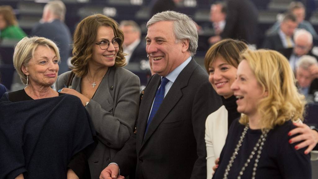Antonio Tajani after becoming the new European Parilament president