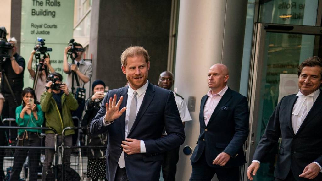 File image of Prince Harry outside the High Court