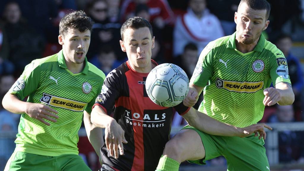 Action from Crusaders against Cliftonville
