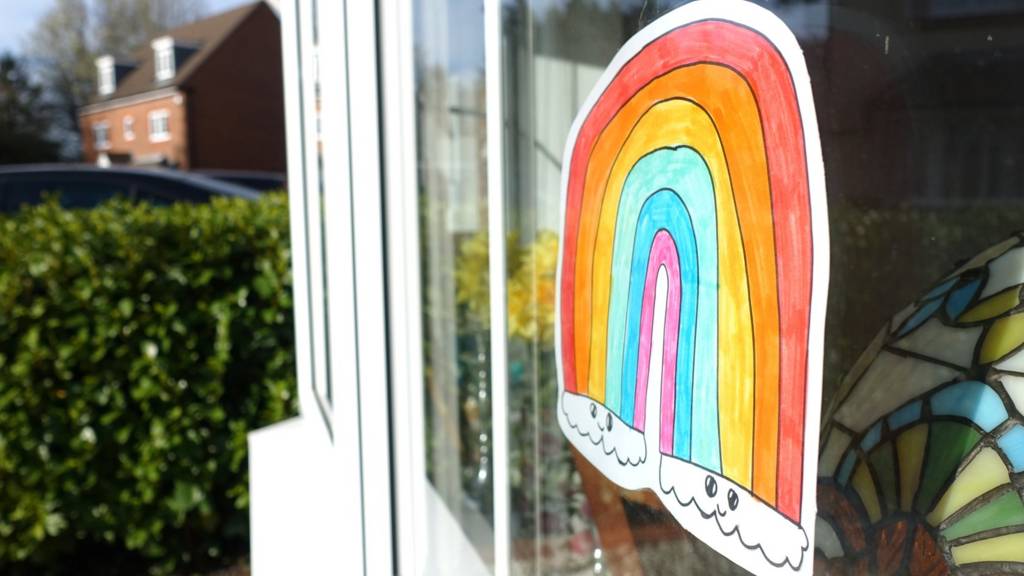 A picture of a rainbow in a window in East Grinstead