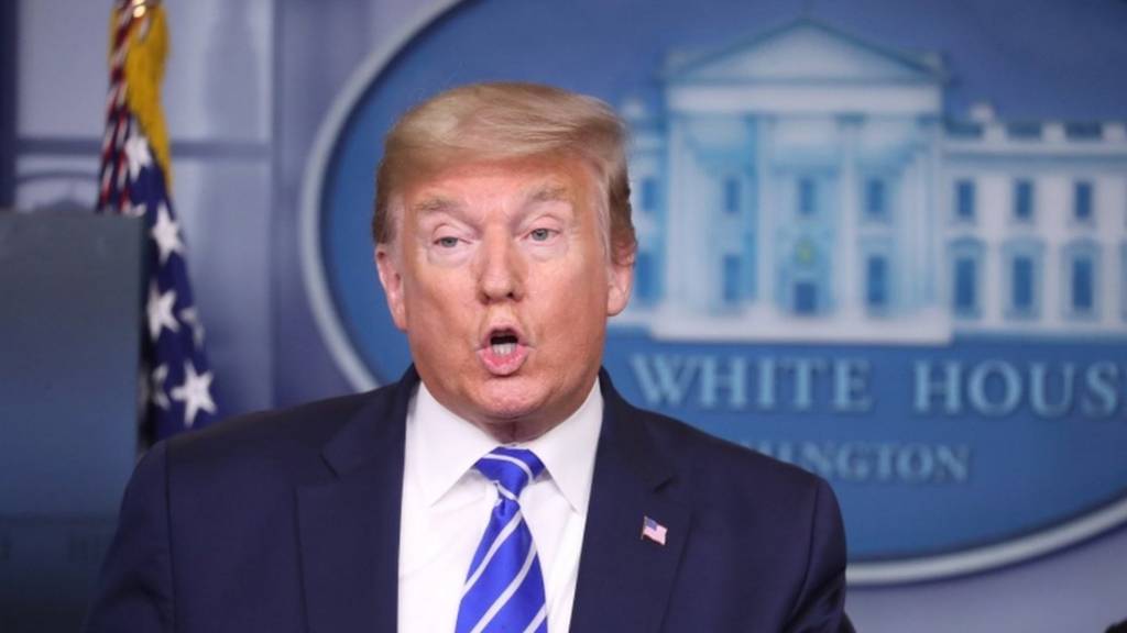 President Donald Trump at White House press briefing, 23 April 2020