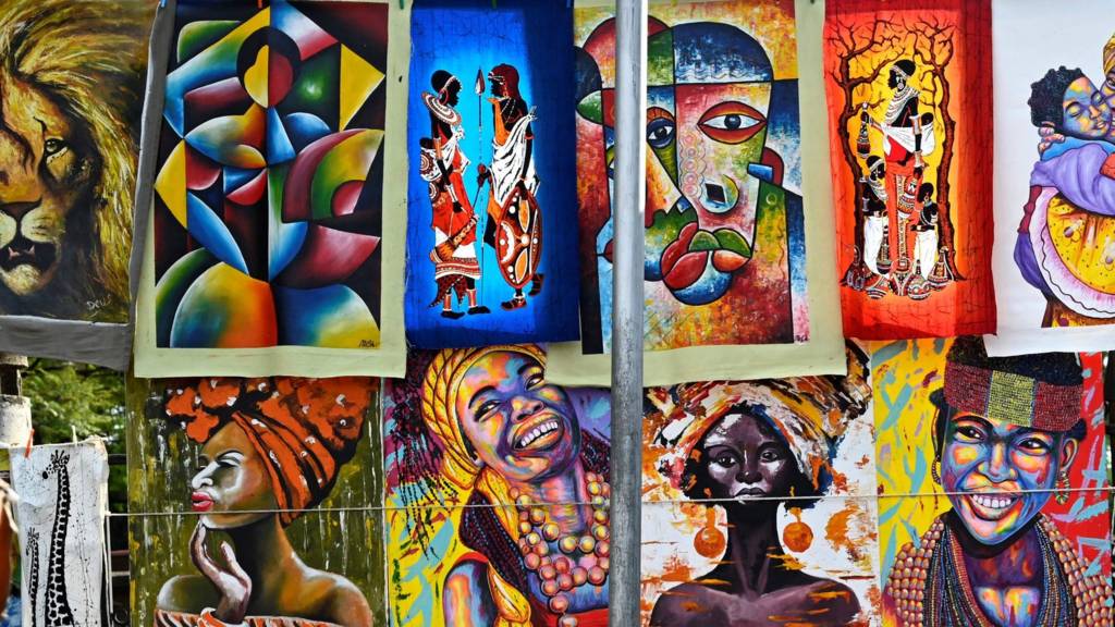 Paintings at a market
