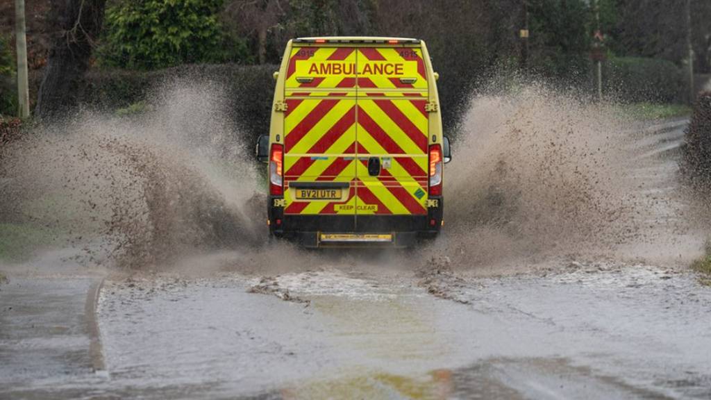Ambulance in flood water