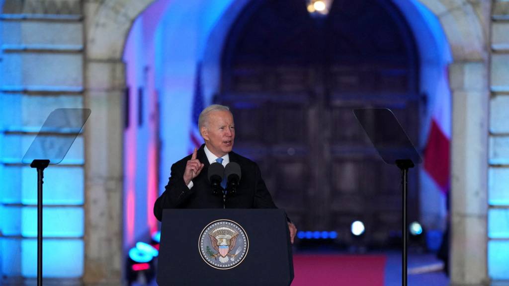 Joe Biden speaks in Warsaw