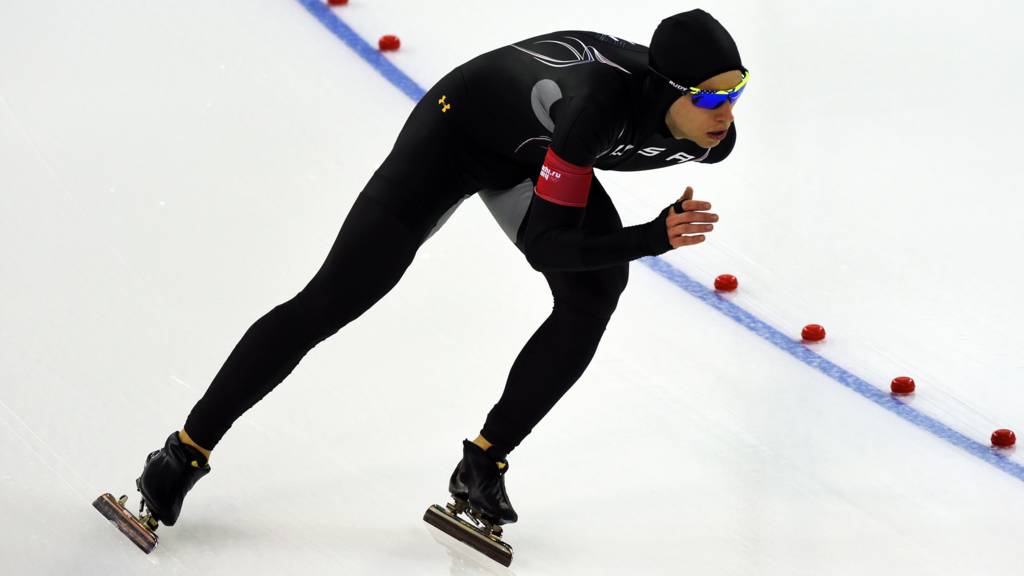 US speed skater Patrick Meek in action