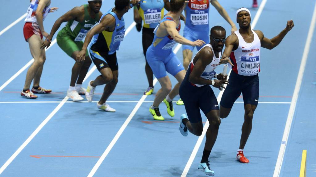 mens 4x400m race at world indoor championships