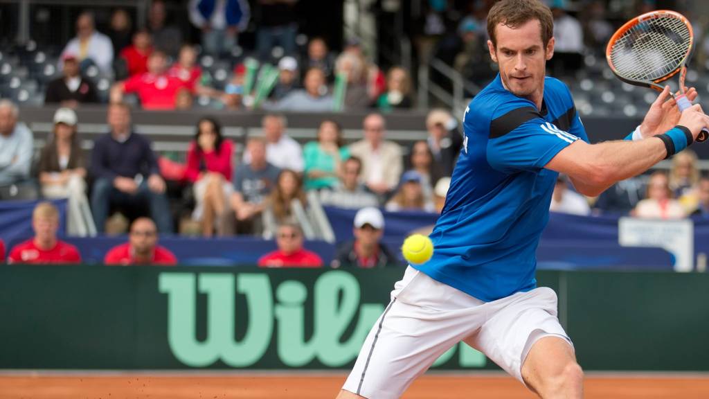 Andy Murray in action in the Davis Cup
