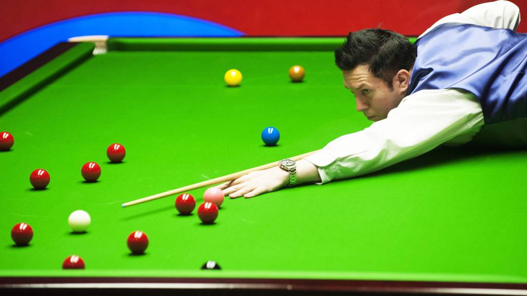 Dominic Dale in action during his match against Mark Davis