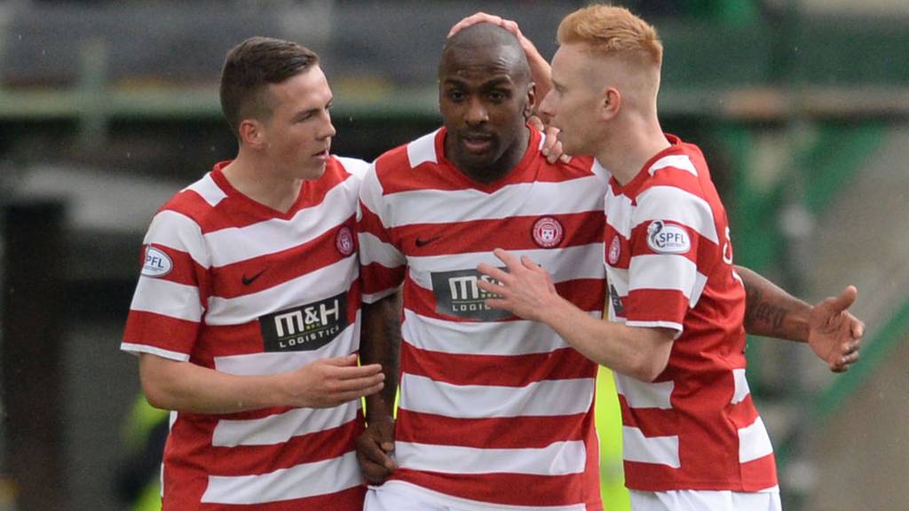 Jason Scotland (centre) put Hamilton ahead