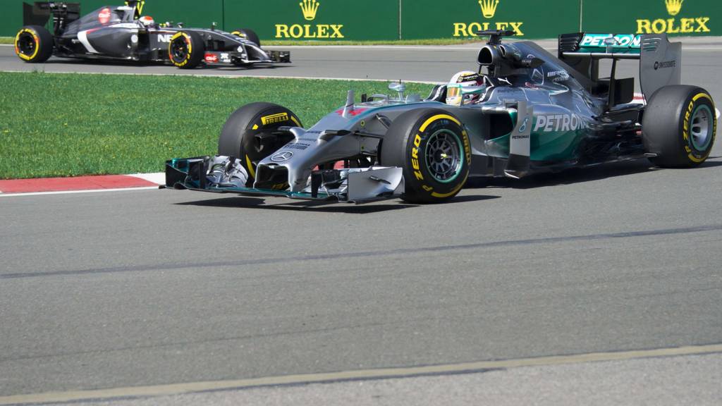 Lewis Hamilton of Great Britain takes the hairpin turn