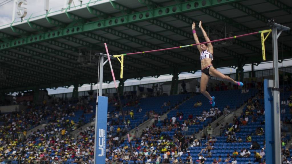 Jennifer Suhr, current Olympic champion competing in pole vault