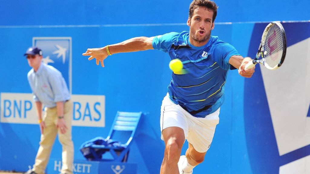 Spain's Feliciano Lopez in action at Eastbourne