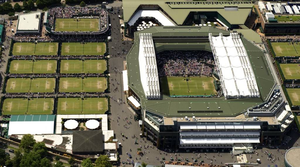 An aerial shot of Wimbledon