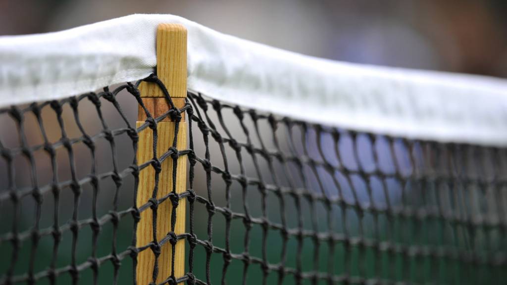 A close-up of a tennis net at Wimbledon