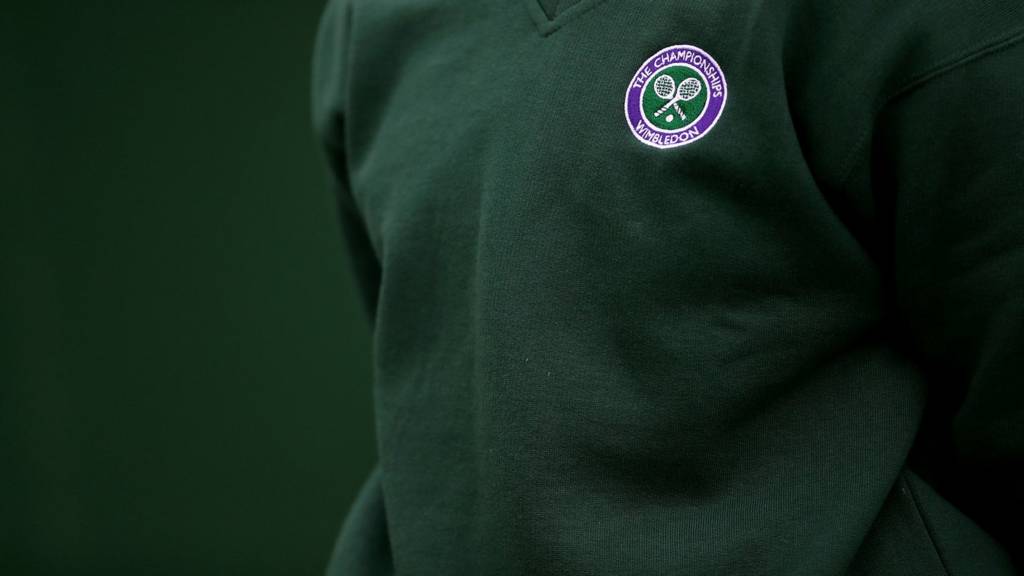 A ball boy stands alert at Wimbledon