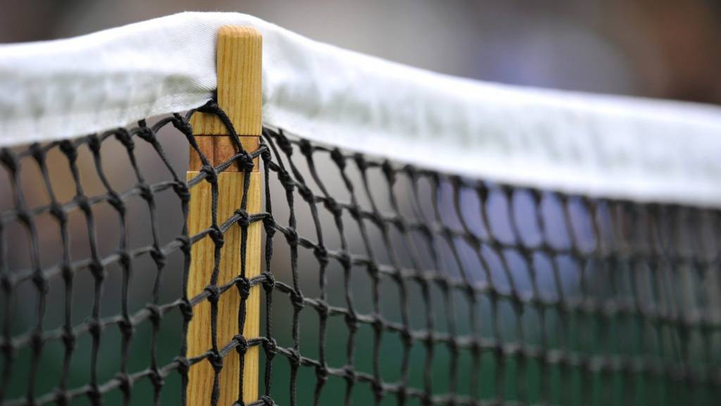 A close-up of a tennis net at Wimbledon