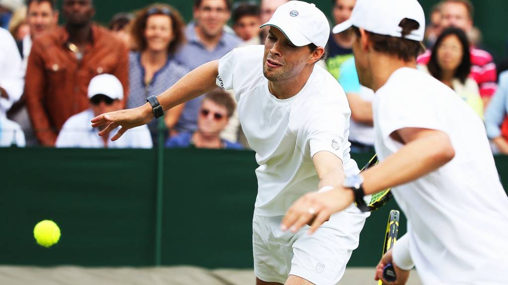 The Bryan brothers at Wimbledon 2014