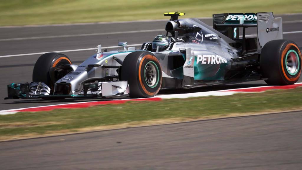 Mercedes driver Nico Rosberg rounds the track during a practice session