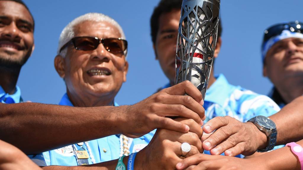 Team Fiji with the baton