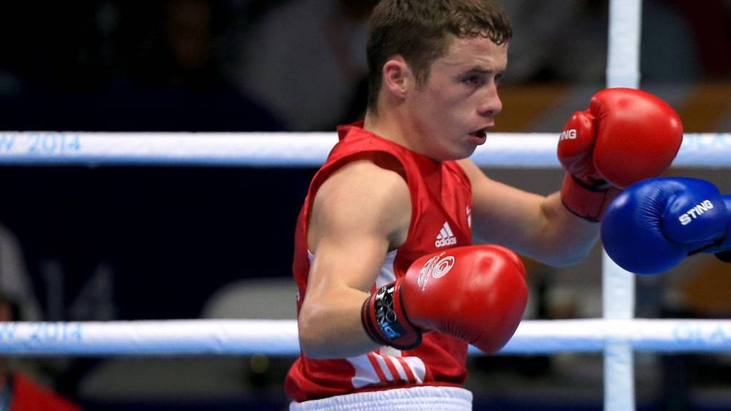 Scotland's Reece McFadden in the ring at the Commonwealth Games