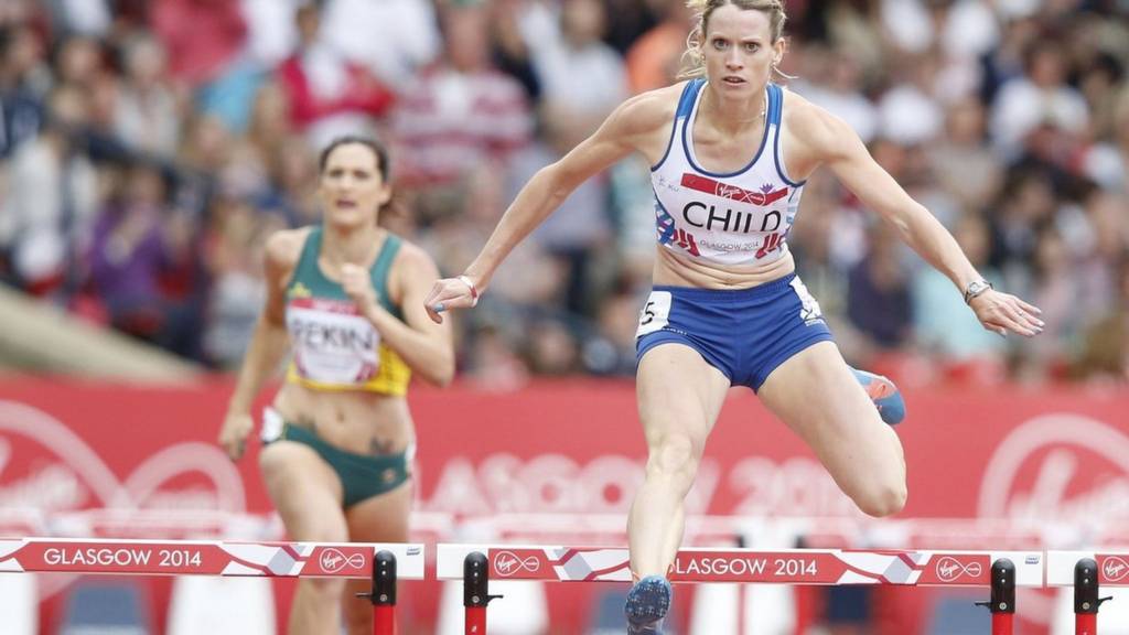 Eilidh Child competing in the 400m hurdles