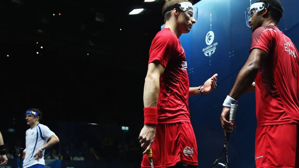 Adrian Grant and Nick Matthew at Glasgow 2014