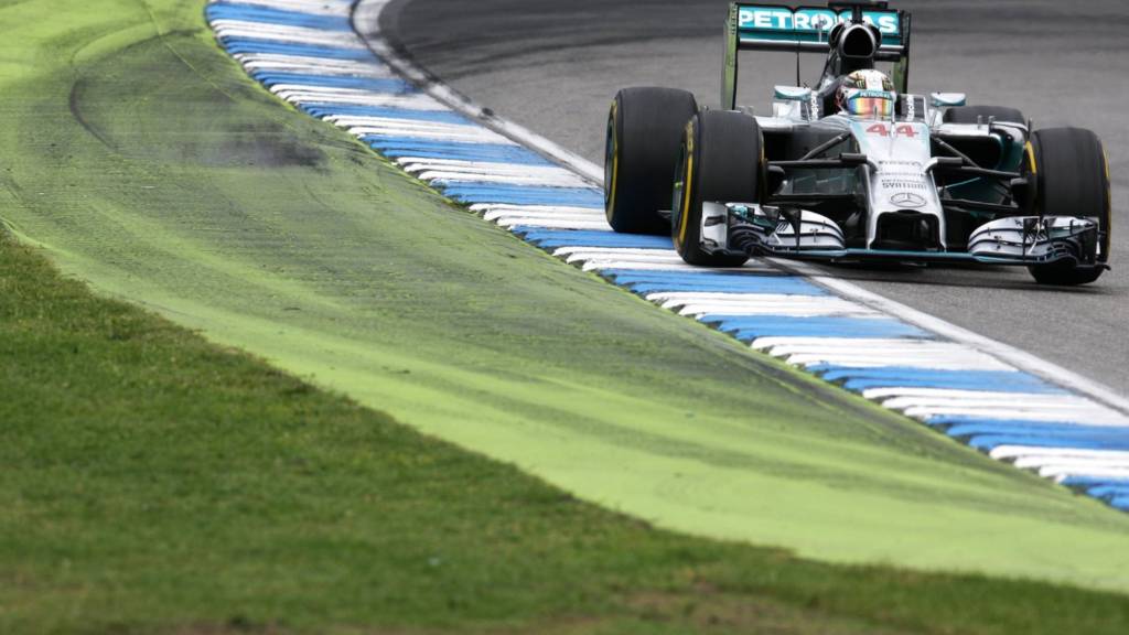Lewis Hamilton racing in the 2014 Formula One champiionship