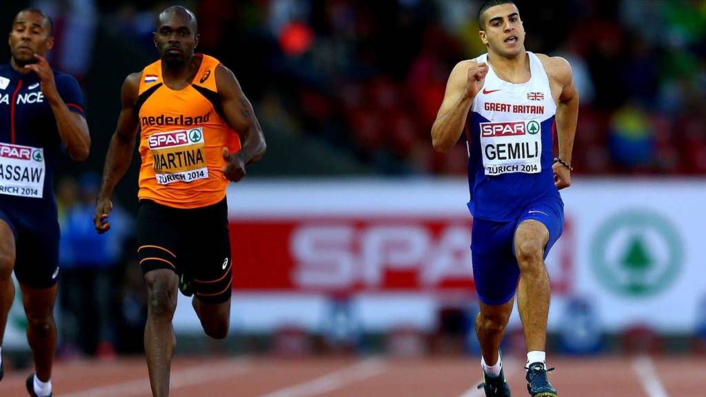 Adam Gemili in the men's 100m at Zurich