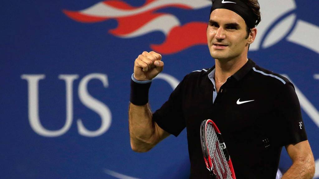 Roger Federer of Switzerland celebrates