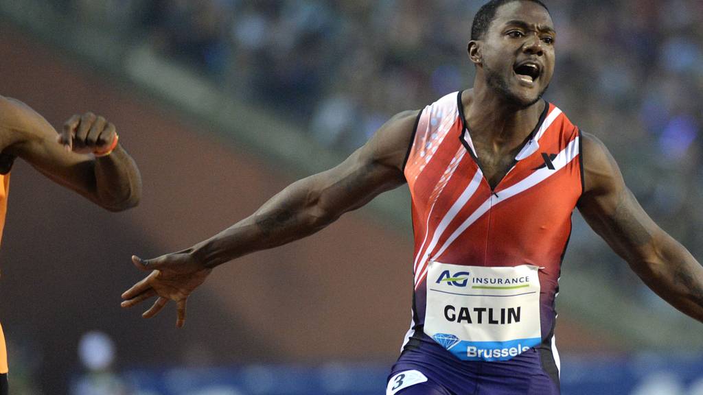 Justin Gatlin of the U.S. wins the men’s 100m