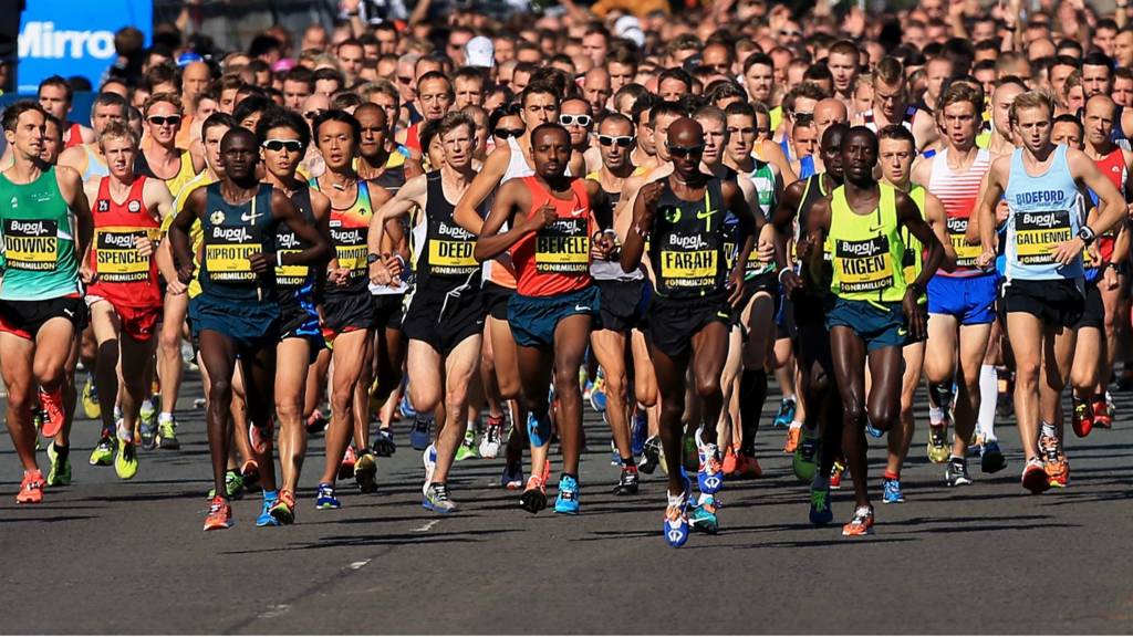 Runners at the start line of the 2014 Great North Run