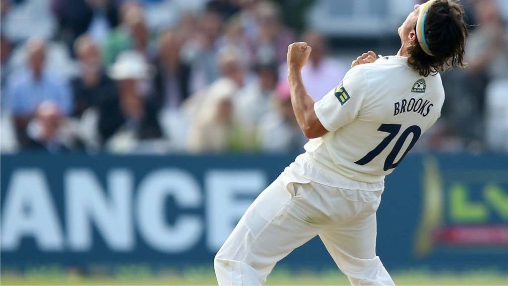 Jack Brooks of Yorkshire sucessfully appeals for a LBW