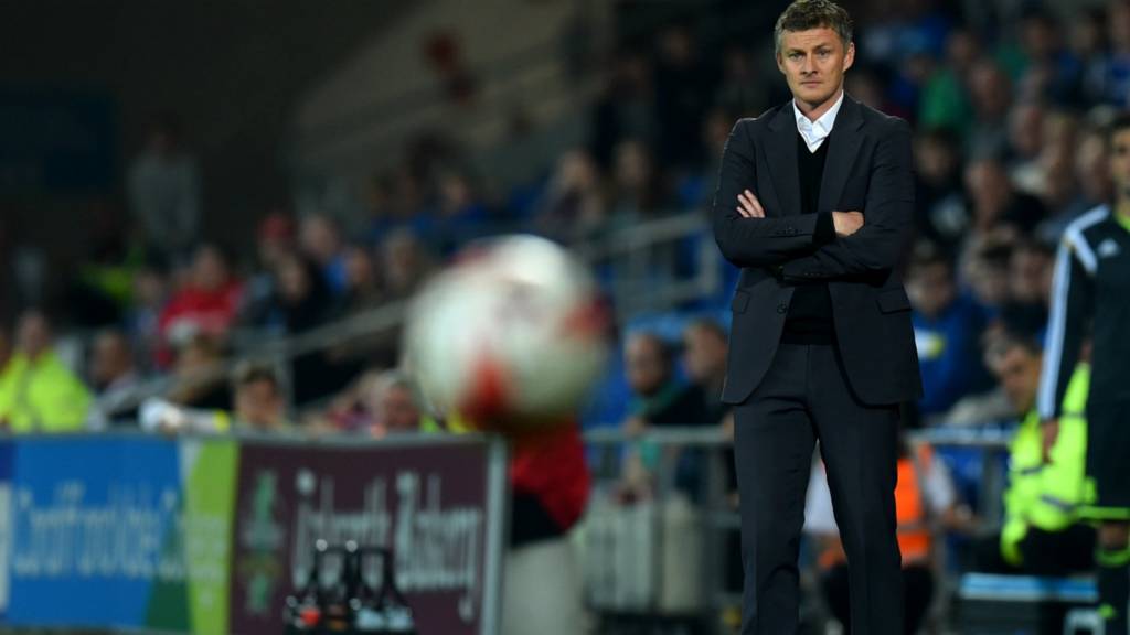 Ole Gunnar Solskjaer watches his Cardiff side