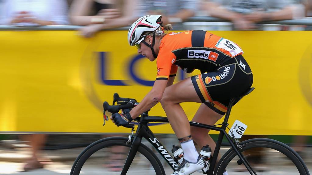 Ellen van Dijk in action for on her bike