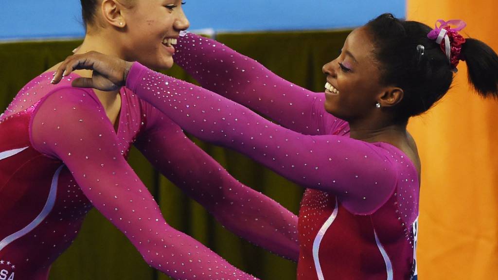 American gymnasts Simone Biles and Kyla Ross