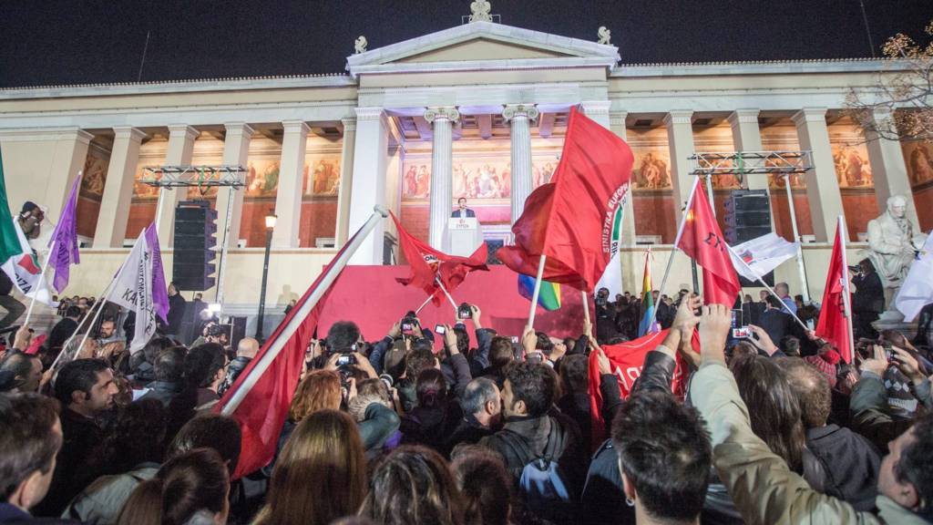 Syriza supporters celebrate in Athens. 25 Jan 2015