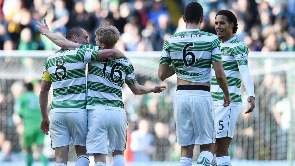 Celtic players celebrating