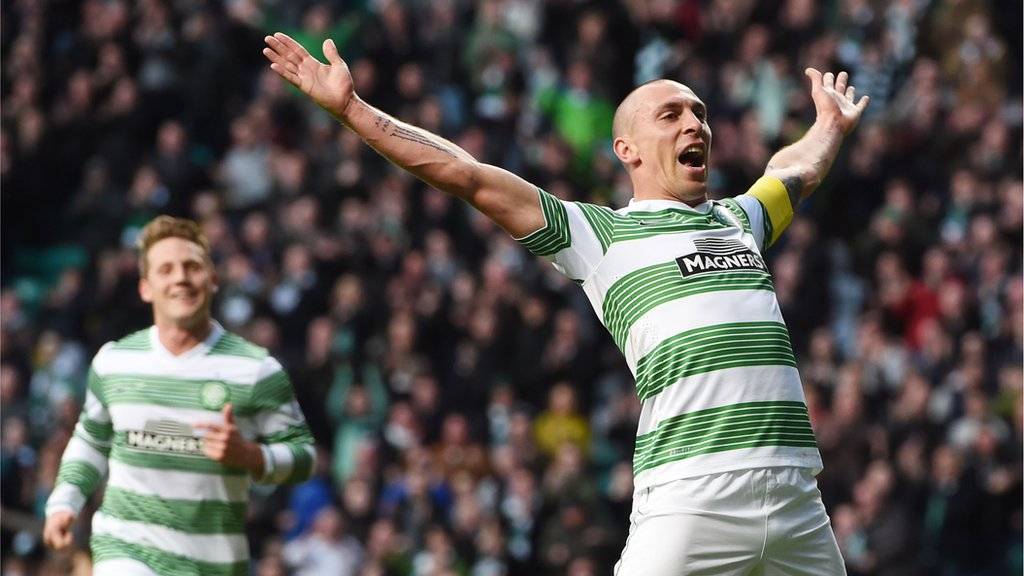 Scott Brown celebrates scoring Celtic's second