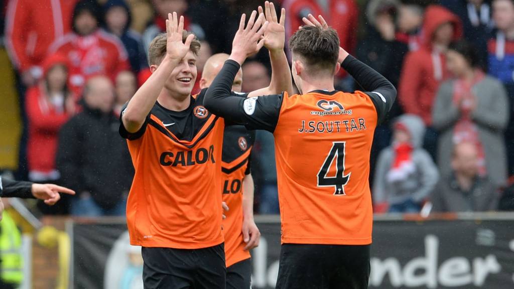 Dundee United players celebrating