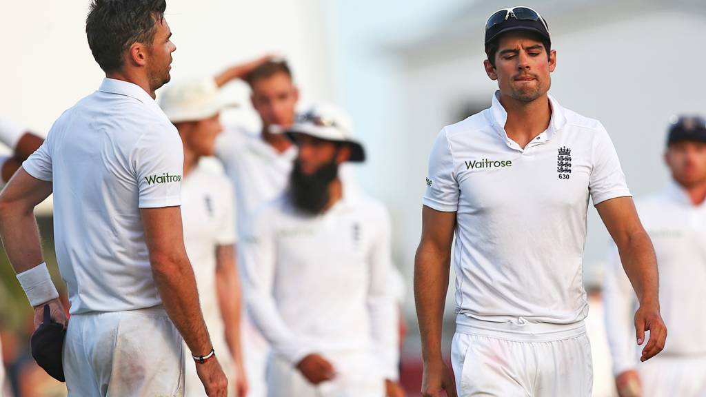 Alastair Cook leaves the field after England's defeat to the West Indies