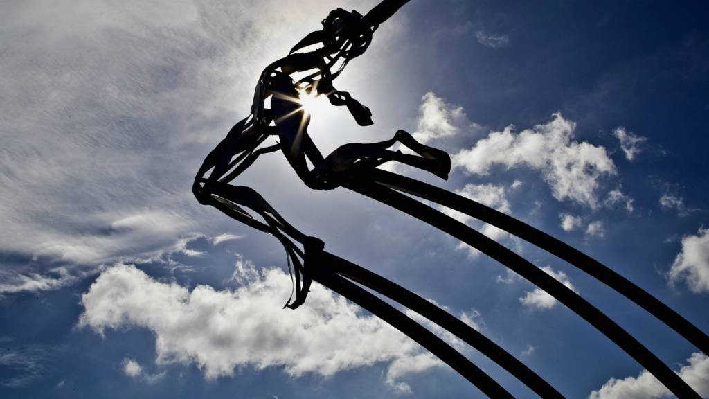 Greg Rutherford leaping sculpture in Milton Keynes