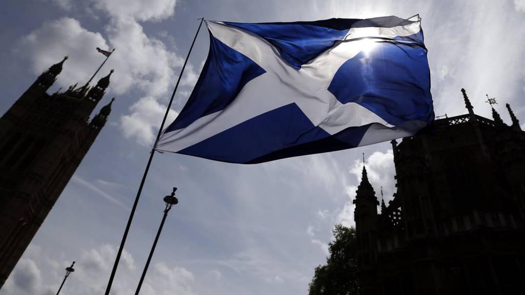 The Scottish flag above parliament in Westminster