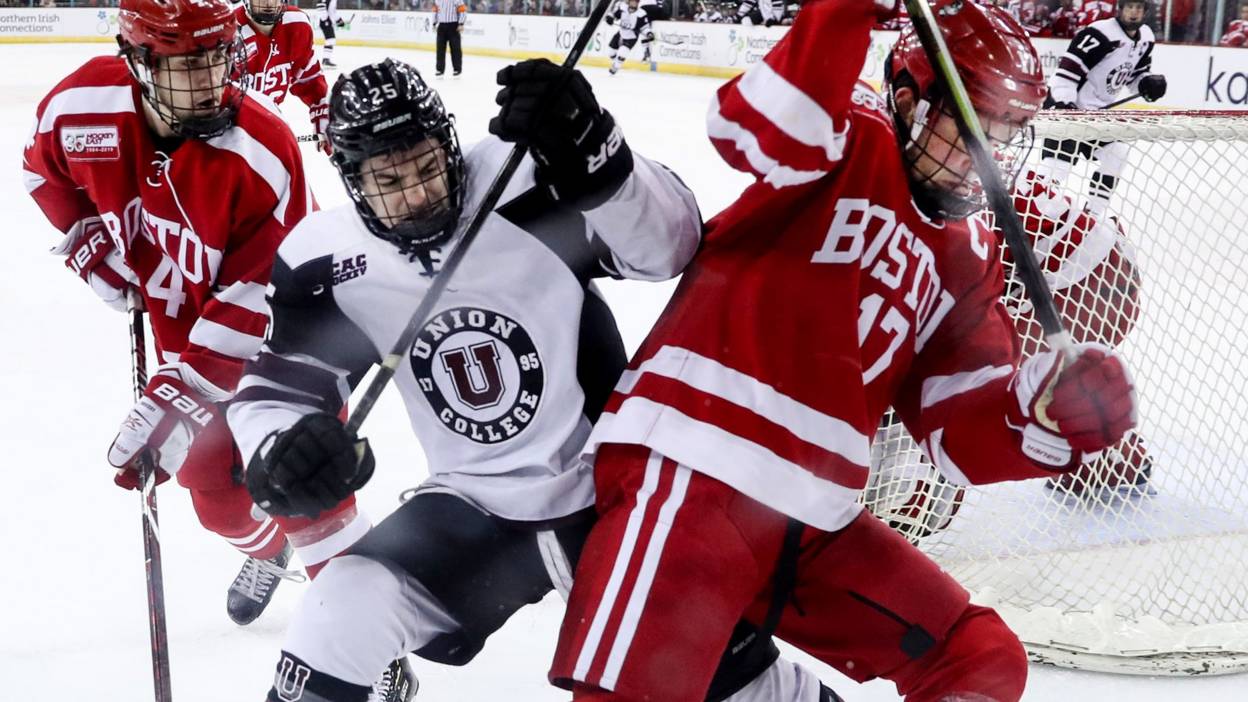 Watch NCAA college ice hockey Boston University 12 Union College