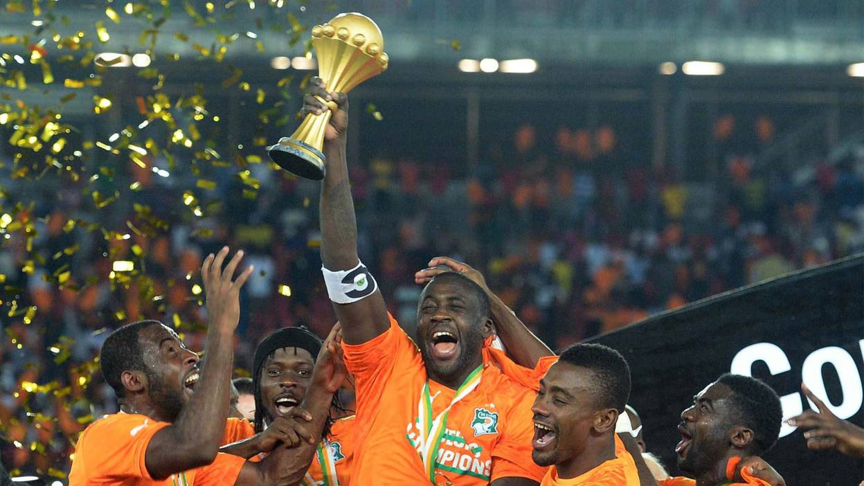 Yaya Toure and Ivory Coast celebrate winning the Africa Cup of Nations in 2015.