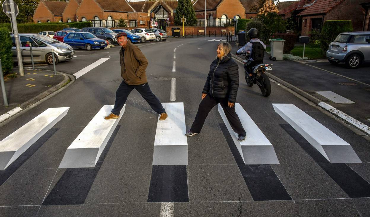 Image result for his Village Has A 3D Zebra Crossing- Future Road Safety For All