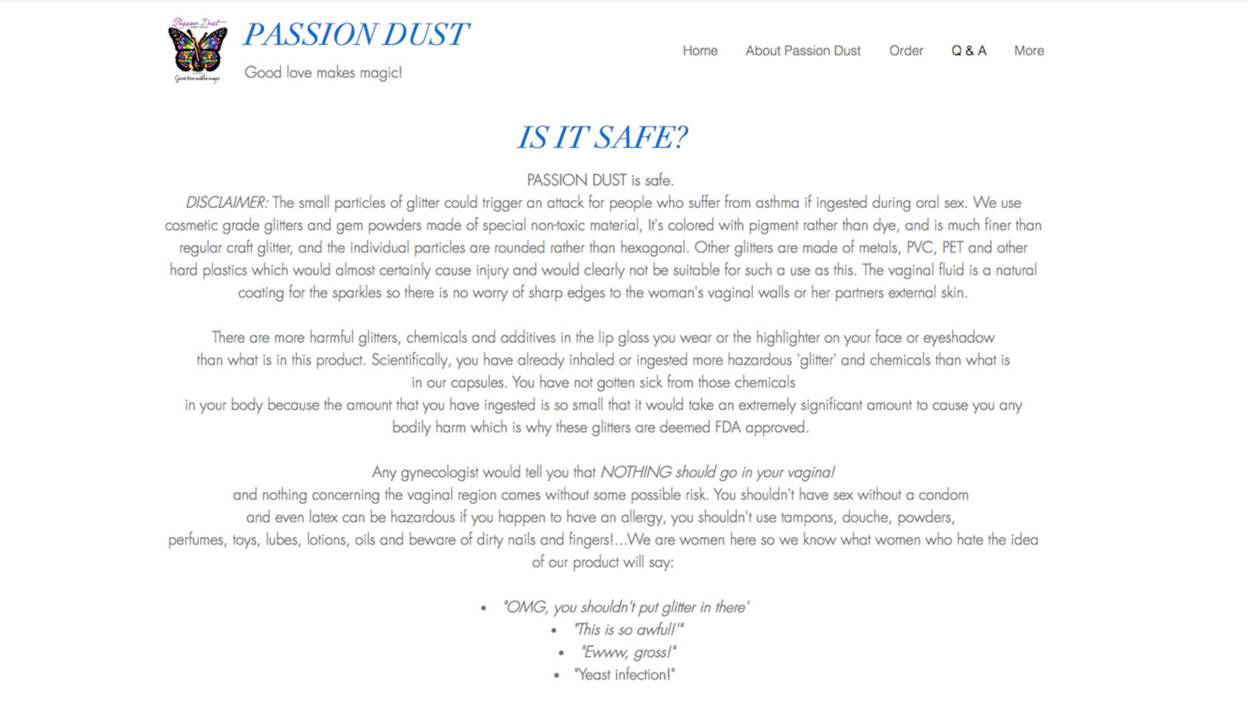 Passion Dust safety tips