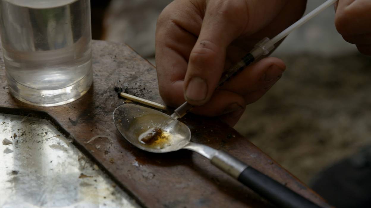 Fentanyl being cooked on spoon
