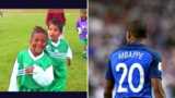 Kylian Mbappe in action for Bondy as a youngster and playing for France