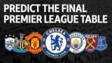 Graphic of club badges asking users to predict the final Premier League table