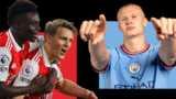 Arsenal duo Bukayo Saka and Martin Odegaard, and Manchester City striker Erling Haaland